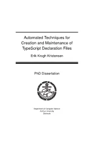 Automated Techniques for Creation and Maintenance of Typescript Declaration Files