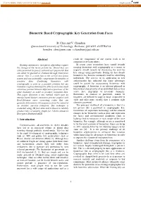 Biometric Based Cryptographic Key Generation from Faces