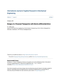 Design of a Personal Transporter with Electro-Differential Drive