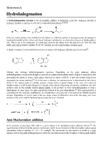 Hydrohalogenation