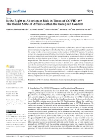Is the Right to Abortion at Risk in Times of COVID-19? the Italian State of Affairs Within the European Context