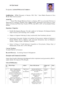 Sri Ujjal Sanyal Designation: Assistant Professor in Commerce Qualifications