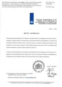 The OSCE Secretariat Bears No Responsibility for the Content of This Document FSC.EMI/313/20 and Circulates It Without Altering Its Content