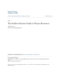 The Sudden Selector's Guide to Physics Resources