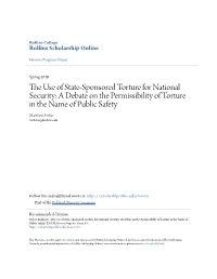 The Use of State-Sponsored Torture for National Security