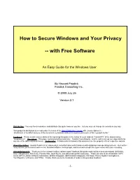 How to Secure Windows and Your Privacy -- with Free Software