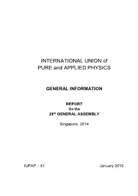 INTERNATIONAL UNION of PURE and APPLIED PHYSICS