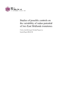 Studies of Possible Controls on the Variability of Radon Potential of Two East Midlands Ironstones