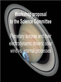 Workshop Proposal to the Science Comittee Comparative Planetary