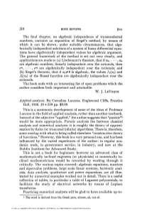 210 the Final Chapter, on Algebraic Independence of Transcendental