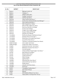 List of Town Libraries Selected for Retro-Conversion Job SL. NO. DISTRICT