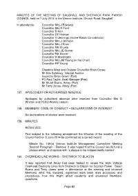 MINUTES of the MEETING of SAUGHALL and SHOTWICK PARK PARISH COUNCIL Held on 7 July 2014 in the Vernon Institute, Church Road, Saughall