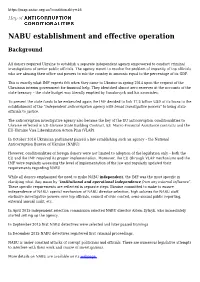 NABU Establishment and Effective Operation