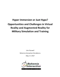 Simulation and Training Solution Using Emerging Virtual Reality