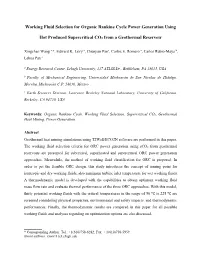 Working Fluid Selection for Organic Rankine Cycle Power Generation Using