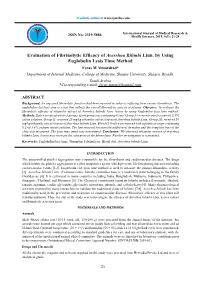 Evaluation of Fibrinolytic Efficacy of Averrhoa Bilimbi Linn. by Using Euglobulin Lysis Time Method
