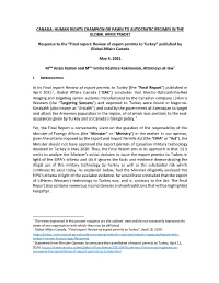 Final Report: Review of Export Permits to Turkey” Published by Global Affairs Canada