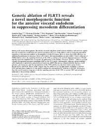 Genetic Ablation of FLRT3 Reveals a Novel Morphogenetic Function for the Anterior Visceral Endoderm in Suppressing Mesoderm Differentiation