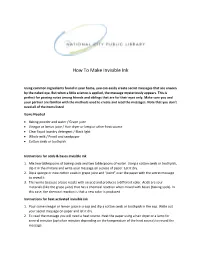 How to Make Invisible Ink