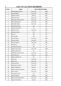 LIST of ALUMNI MEMBERS Sr No