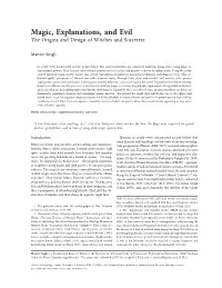 Magic, Explanations, and Evil: the Origins and Design of Witches and Sorcerers