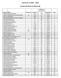 Provisional Rank List (Revised)