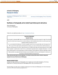 Synthesis of Biologically Active Indole-Fused Heterocyclic Derivatives