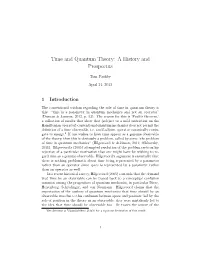 Time and Quantum Theory: a History and Prospectus