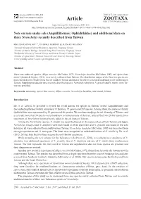 Anguilliformes: Ophichthidae) and Additional Data on Three Neenchelys Recently Described from Taiwan