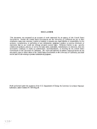 DISCLAIMER This Document Was Prepared As an Account of Work