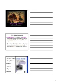 One-Slide Summary Lecture Outline