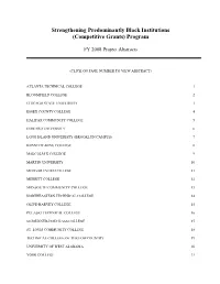 Strengthening Predominantly Black Institutions (Competitive Grants) Program