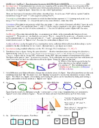 MATH 310 ¸Selftest¹ Transformation Geometry SOLUTIONS & COMMENTS F05 0