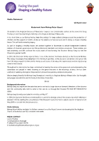 Media Statement 16 March 2017 Statement from Bishop Peter Stuart
