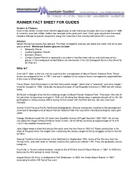 Rainier Fact Sheet for Guides