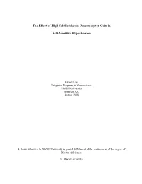 The Effect of High Salt Intake on Osmoreceptor Gain in Salt