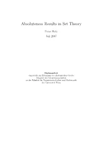 Absoluteness Results in Set Theory