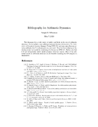 Bibliography for Arithmetic Dynamical Systems