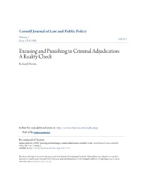Excusing and Punishing in Criminal Adjudication: a Reality Check Richard J