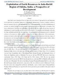Exploitation of Earth Resources in Joda-Barbil Region of Odisha, India: a Prospective of Development Dr