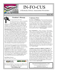 IN-FO-CUS a Kentucky Library Association Newsletter
