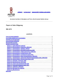 Papers of Aden Ridgeway MS 4375