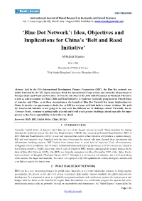 'Blue Dot Network': Idea, Objectives and Implications for China's 'Belt and Road Initiative'