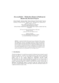 Diversitymobile – Mobile Data Retrieval Platform for Biodiversity Research Projects