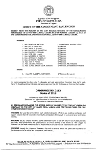 ORDINANCE NO. 2113 Series of 2018