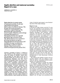 Septic Abortion and Maternal Mortality: Report of a Case