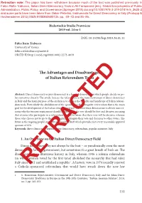The Advantages and Disadvantages of Italian Referendum Tools