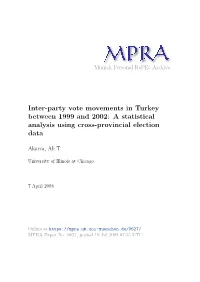 Inter-Party Vote Movements in Turkey Between 1999 and 2002: a Statistical Analysis Using Cross-Provincial Election Data