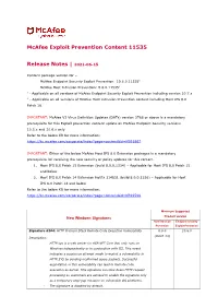 Mcafee Exploit Prevention Content 11535 Release Notes | 2021-06-15
