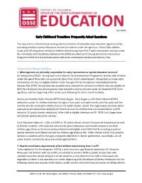 OSSE Early Childhood Transition Faqs
